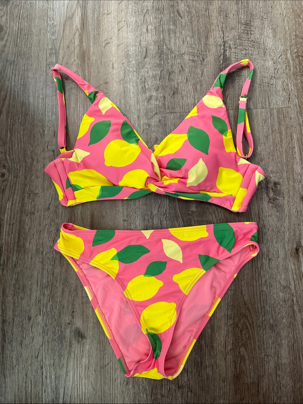kate spade Pink Lemon-Print Bikini Set with Yellow Accents